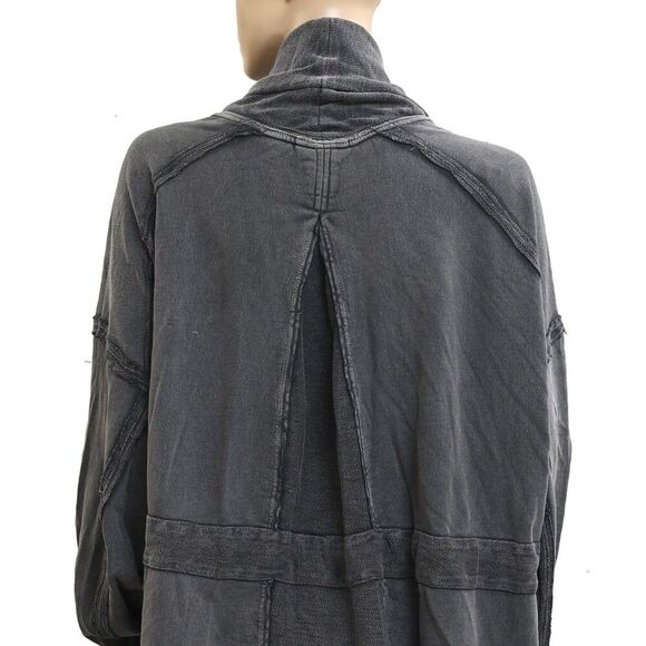 Free People Boothbay Sweatshirt Jacket Cardi Top Ventilated Oversized XL 283625 - Picture 8 of 8